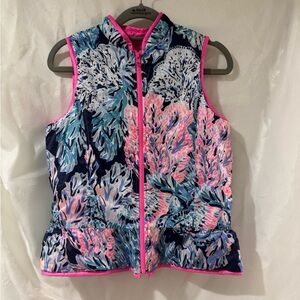 Lilly Pulitzer XL 12 14 Puffer Peplum Vest